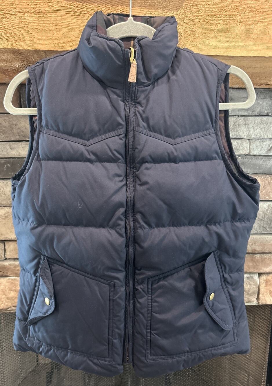Women’s LAUREN Ralph Lauren Reversible Plaid / Blue Puffer Vest Size S *D6